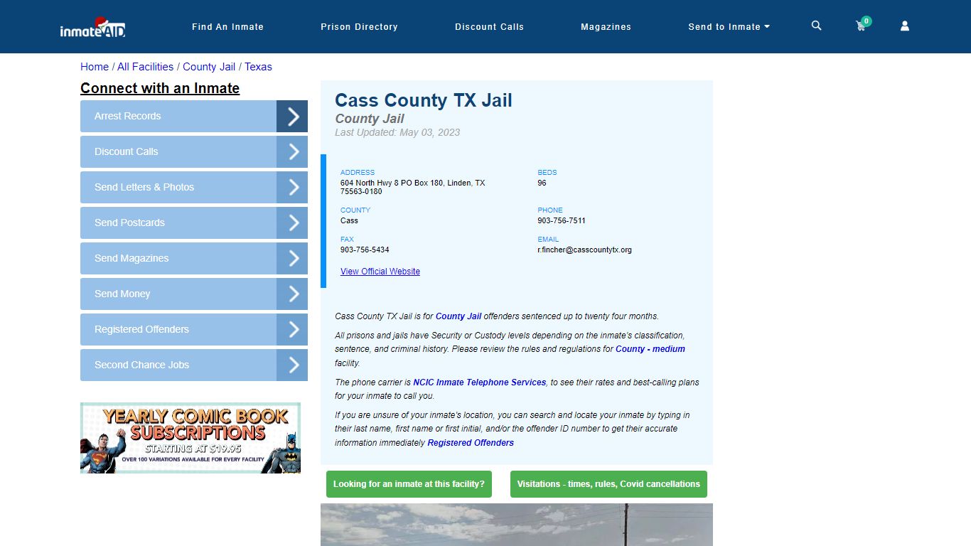 Cass County TX Jail - Inmate Locator - Linden, TX